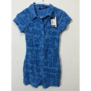 Jaded London Youth Kids Blue Collared Short Sleeve Jumpsuit Size 6